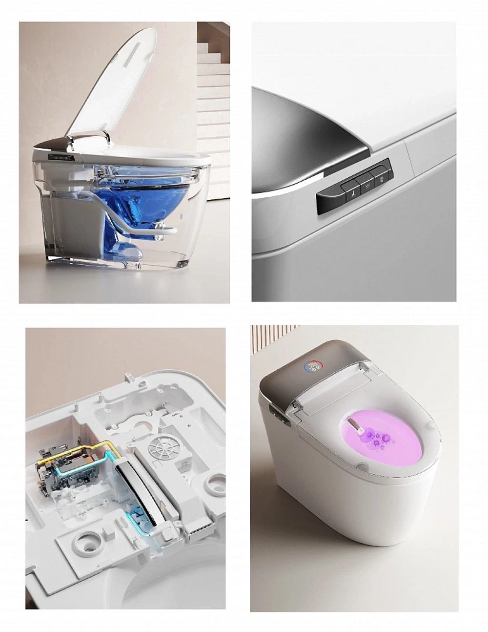 Унитаз напольный Ceruttispa ЭРСИЛИЯ (ERSILIA) Smart CT10616 с дистанционным управлением (680x400x470)