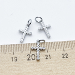 Подвеска Крест, цвет серебро, фианиты, размер 14*9 мм, цена за 1 шт