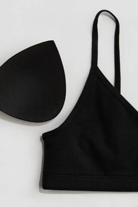 H&M Укороченный топ с подкладкой, черный