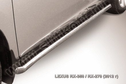 Пороги из нержавейки Lexus RX-350 RX-270 (2012-2015) d76 труба с гибами