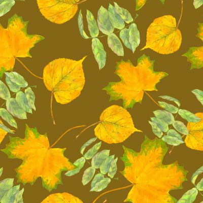 Осенние листочки на золотом фоне
