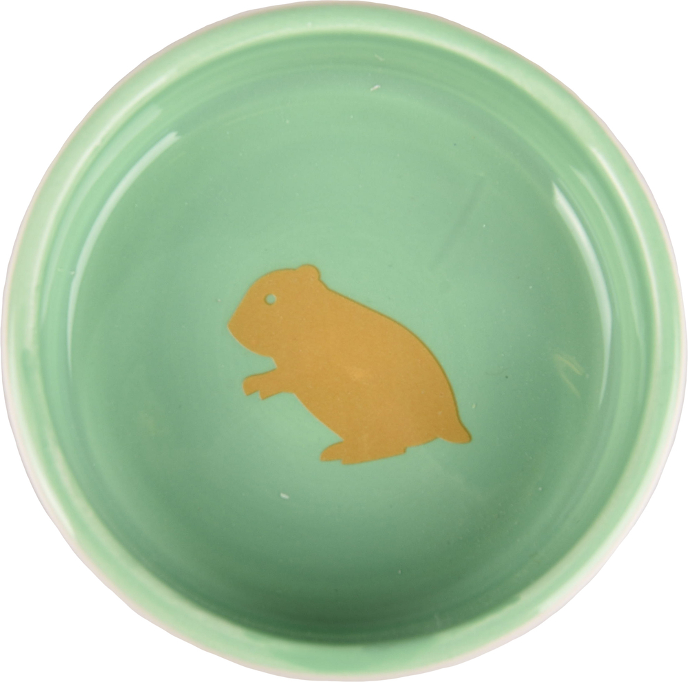 Миска керамическая для мелких животных, AILA 100 мл/ 8,5 x 2,8 см, белый/зелёный, Flamingo