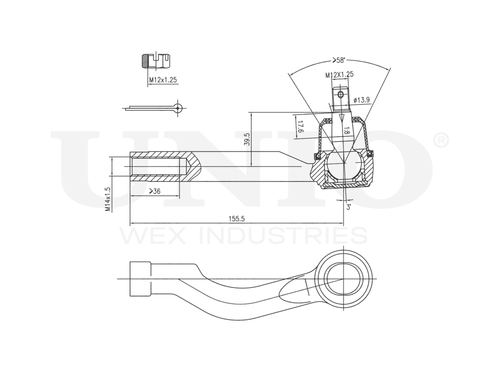 Наконечник рулевой левый UNIO SSP-10102