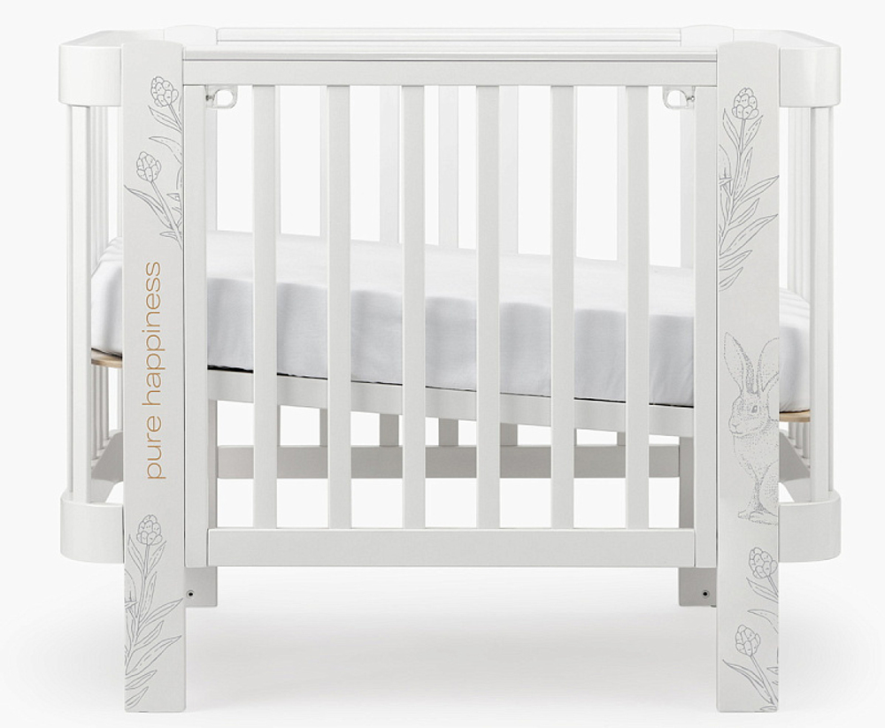 Детская кроватка-трансформер Happy baby Mommy Love в комплекте с расширением 160х70 white