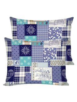 Постельное белье Сказка "Зимний пейзаж" евро наволочки 50х70 2шт Простынь на резинке 180х200 см Пододеяльник 200х215 см перкаль