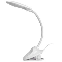 Настольный светильник ЭРА NLED-478-8W-W светодиодный на прищепке белый | Светодиодные настольные лампы