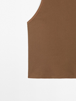 Massimo Dutti Топ из 100% хлопка на бретелях, коричневый