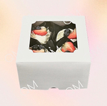 Коробка под капкейки с окошком 160*160*100 мм (4) (белая) целлюлозный картон с односторонним мелованным покрытием, премиум