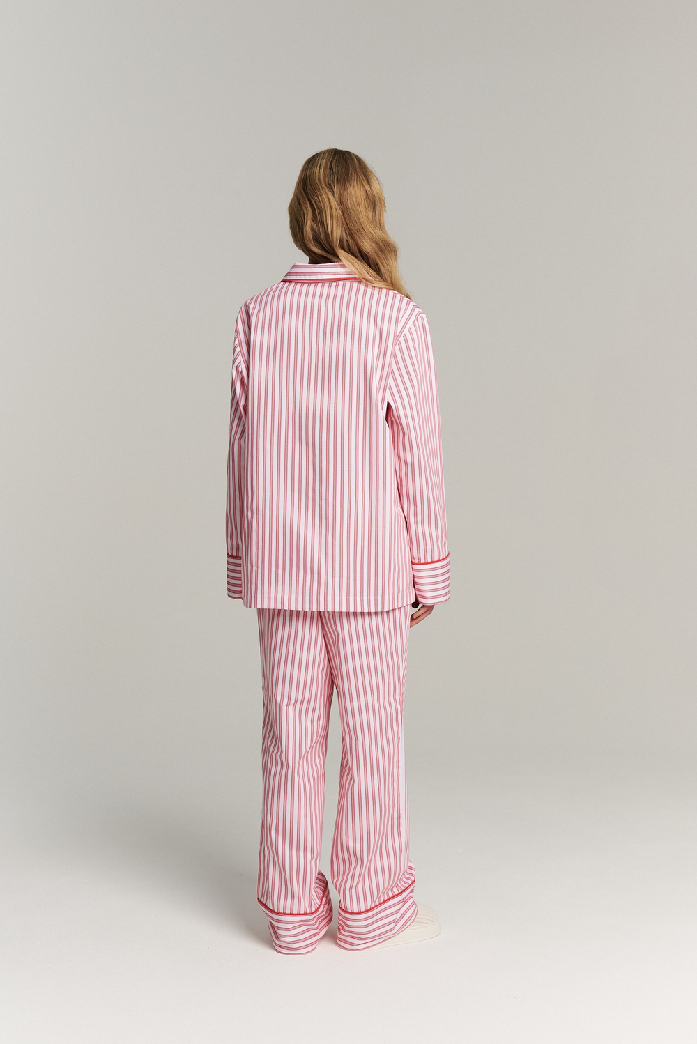 Рубашка с кантом из сатина в полоску