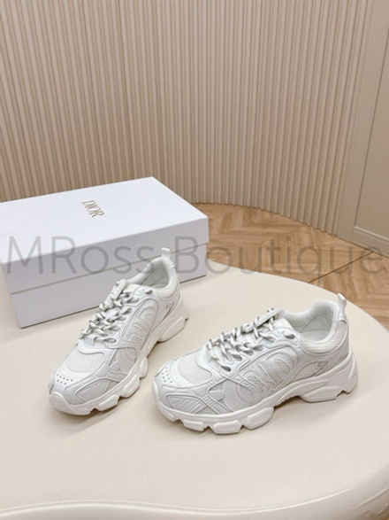 Женские кроссовки Dior белого цвета на высокой подошве