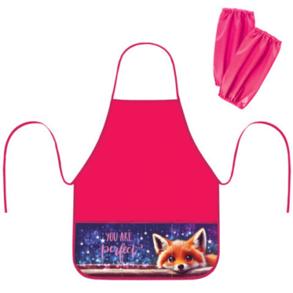 Накидка фартук с нарукавниками для труда BRAUBERG, 3 кармана, 46x54 см, Cute fox, 272445