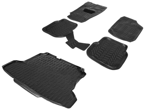 Коврики в салон и багажник автомобиля (комплект) AutoFlex для Volkswagen Polo V поколение седан 2010-2020, полиуретан, с крепежом, 5 частей, K9580101-2