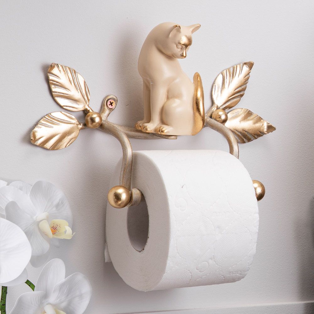 Держатель для туалетной бумаги Кот Мур Айвори Мраморное золото