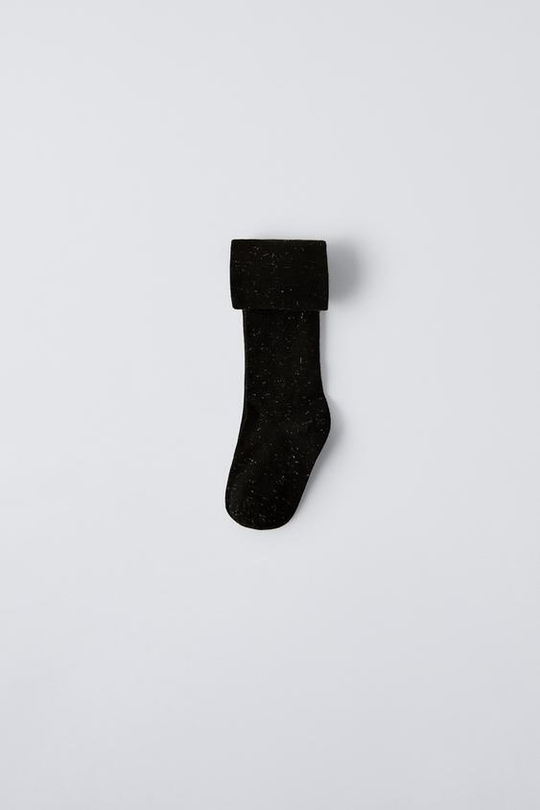 ZARA КОЛГОТКИ С БЛЕСКОМ, ЧЕРНЫЙ