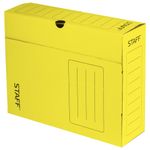 Короб архивный с клапаном А4 (260х325 мм), 100 мм, до 900 листов, микрогофрокартон, ЖЕЛТЫЙ, STAFF, 128865