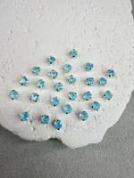 Шатоны 4 мм, Голубой радужный опал в серебре, 25 шт