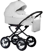 Детская коляска Indigo Barbara Eco Classic 3 в 1 с автокреслом Avionaut Cosmo Grey Be05 белая кожа
