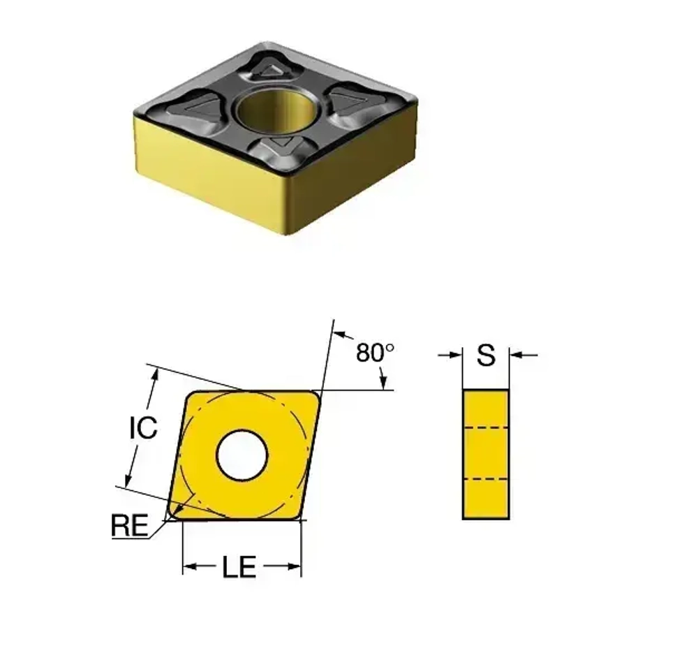 Пластина твердосплавная CNMG120408 US735 / UE6020 10 штук Сменная Ромбическая 80 гр. по металлу
