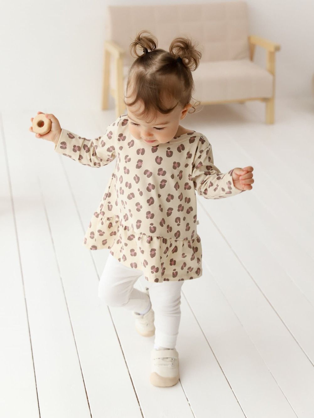 Платье-туника "Бежевый леопард" 0+