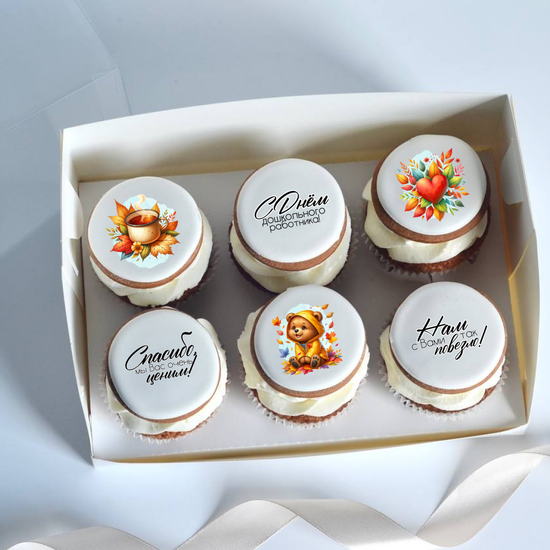 Капкейки с фотопечатью на День воспитателя в подарок