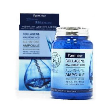 Сыворотка с гиалуроновой кислотой и коллагеном антивозрастная. All In One Collagen and Hyaluronic Ampoule, 250 мл