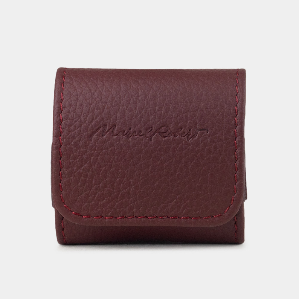 Чехол для наушников AirPods 4 из кожи теленка, бордового цвета