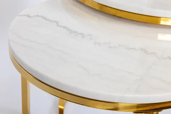 Кофейный столик из 2-х частей (Золото/Мрамор)
