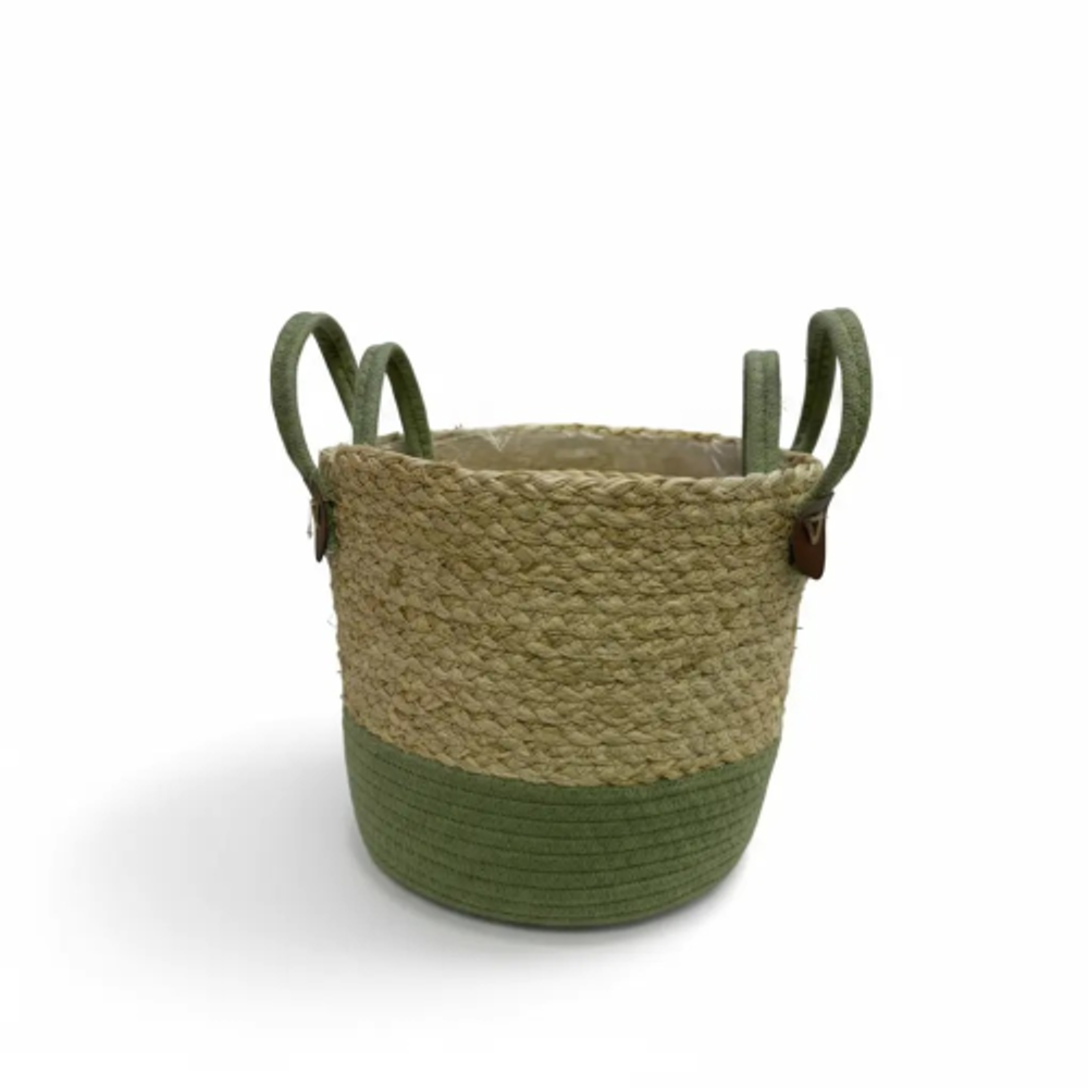 Корзина 28х25х35 см Набор 2шт Рогоз с ручкой (Зеленый)