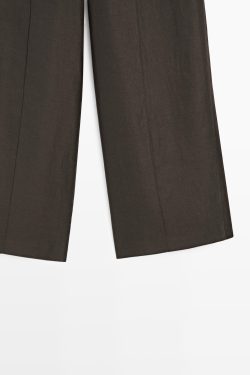 Massimo Dutti Струящиеся брюки из 100% льна, пестро-коричневый