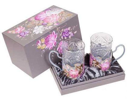 Set of 2 tea glass holders in a gift box SET18122022009