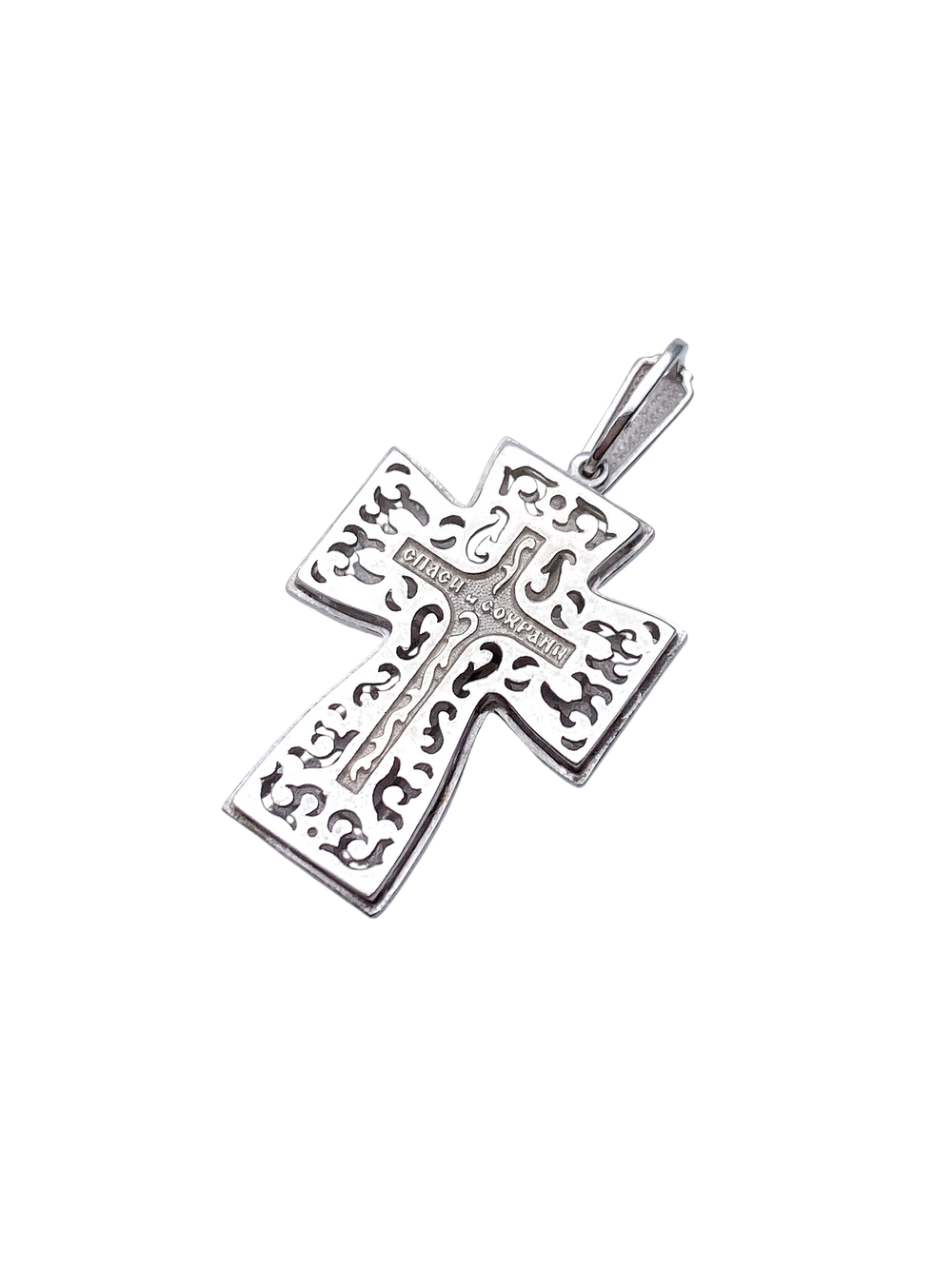 Крест из серебра/Родий/С подвижным ухом
