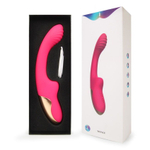 Розовый изогнутый ребристый вибромассажер - 21 см. (Цвет: розовый)