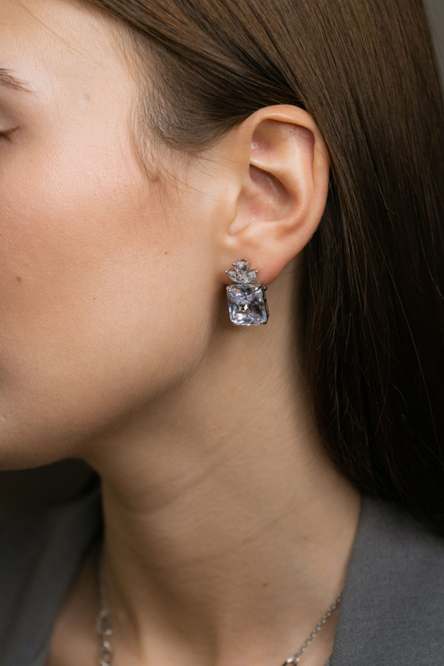 Серьги массивные с фианитами