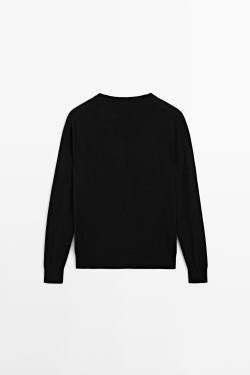 Massimo Dutti Свитер из 100% кашемира с длинными рукавами, черный