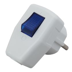 Вилка ЭРА Vx5-W с заземлением с выключателем 16A белая | Штепсельные вилки и розетки