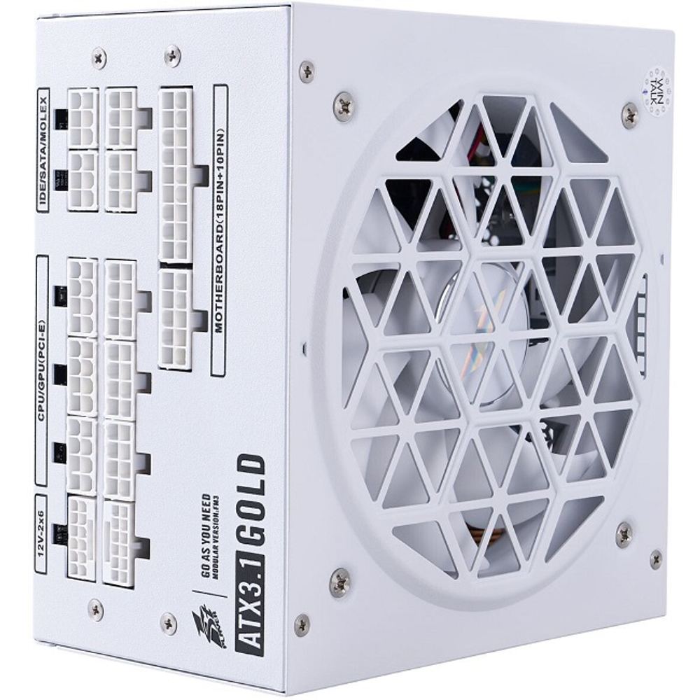 Блок питания 1STPLAYER 1200W NGDP White, модульный, 16 Pin PCIe 5.0, 80 PLUS Gold (HA-1200BA4-WH)