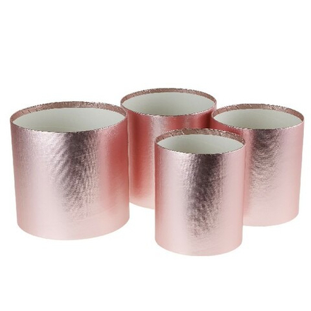 Набор/4шт "Металлик" D20xH19см-D15,5xH17,5см (Розовый) без крышки