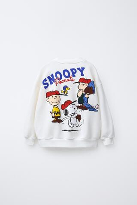 ZARA ТОЛСТОВКА С НАШИВКОЙ SNOOPY PEANUTS™, ЖЕЛТОВАТО-БЕЛЫЙ