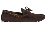 GUCCI Interlocking Suede Gommino Loafers Men"s Brown
