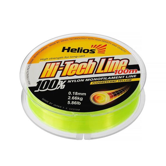 Леска Helios Hi-tech Line Nylon Fluorescent Yellow 0,18mm/100 (HS-NBF 18/100)