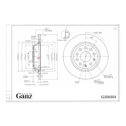 Диск тормозной GANZ задний с покрытием VAG AUDI / SEAT / SKODA / VW Арт.: GIJ06004