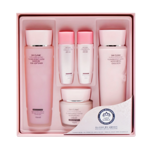 Подарочный набор косметики с цветочными экстрактами 3W Clinic Flower Effect Extra Moisturizing 3 Kit Set
