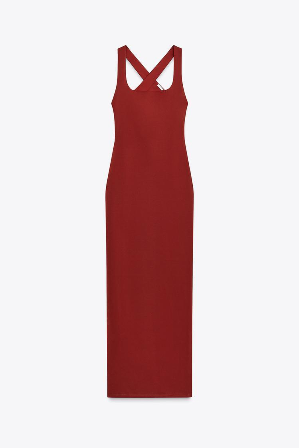 ZARA ДЛИННОЕ ПЛАТЬЕ ИЗ ПОЛИАМИДА, БУРГУНДИ