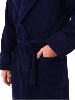 Халат мужской махровый "Элит" с воротником шалькой, цвет: 761-Темно-синий