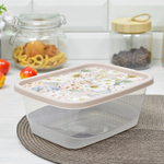 Контейнер для продуктов 1,5л прямоугольный с декором (бежевый)