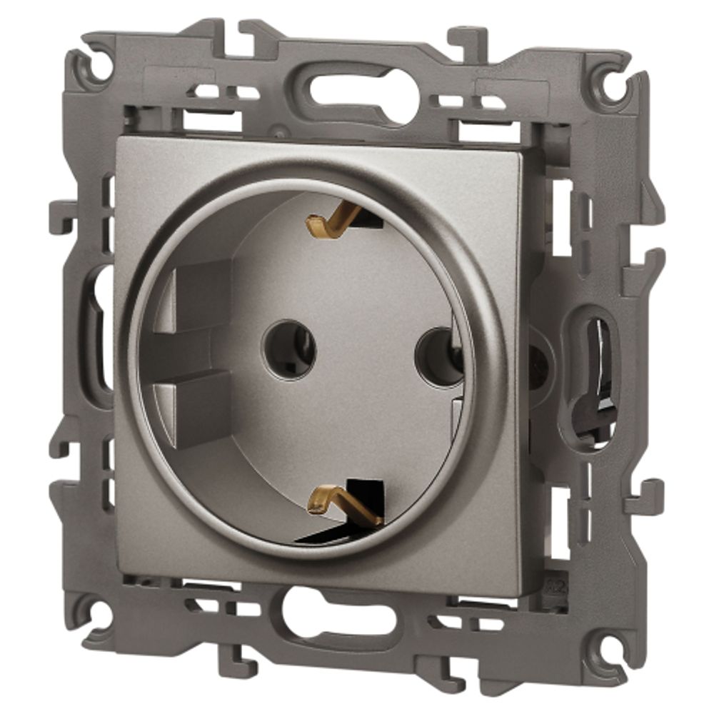 Розетка ЭРА Elegance 14-2101-16 с заземлением 2P+E Schuko 16А-250В титан