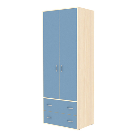 Шкаф 2-х створчатый КарИВи Милана  Дуб Молочный Светло-синий, голубой
