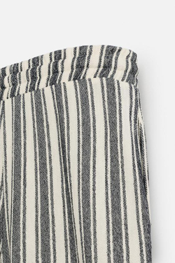 ZARA ЖАККАРДОВЫЕ БРЮКИ В ПОЛОСКУ, БЕЛЫЙ / МОРСКОЙ СИНИЙ