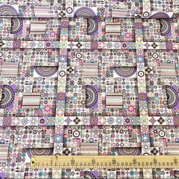 СИРЕНЕВАЯ МАНДАЛА.  МАРАКЕШ 100% хлопок Handmade Fabrics 2