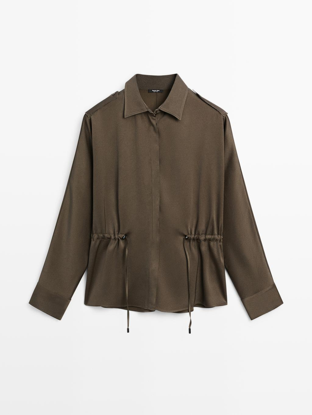 Massimo Dutti Рубашка свободного кроя с поясом, коричневый
